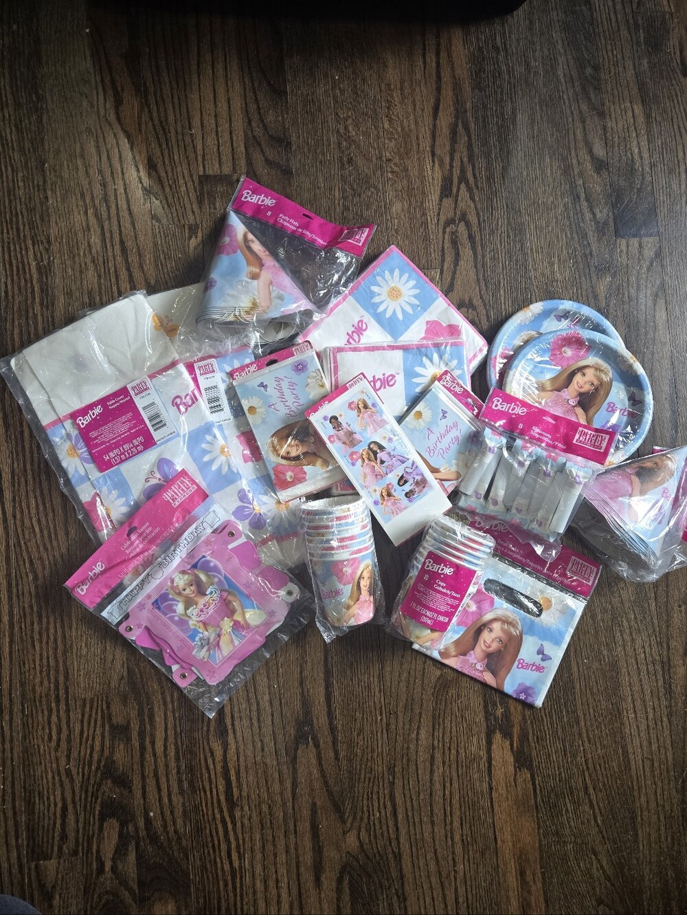 Vintage 90s Barbie Party Supplies Banner Birthday Lootbags Hats Plates New